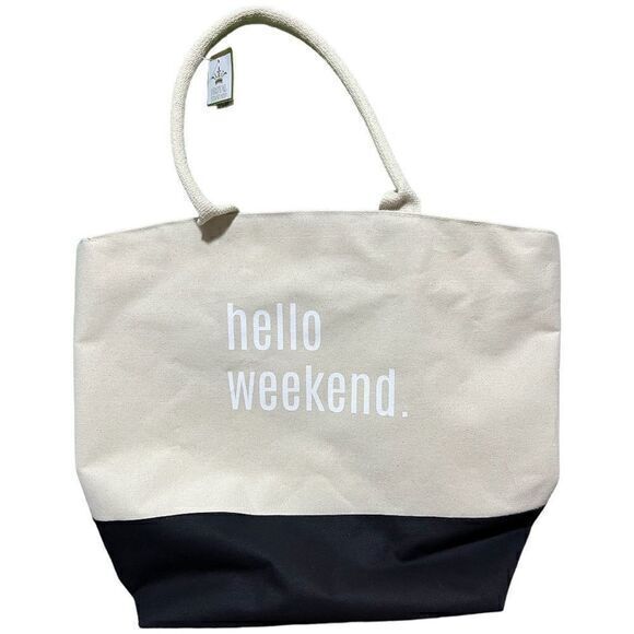 NWT The‎ Royal Standard "Hello Weekend" Tropic Tote Beach Bag Natural/Black - Picture 1 of 4